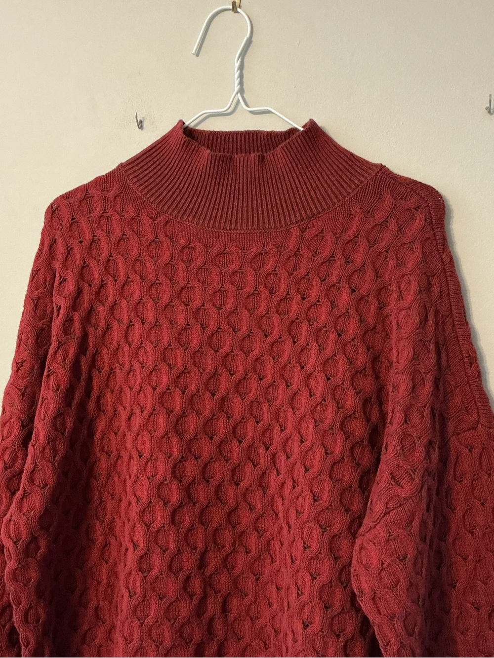 Knox Rose Cable Knit Turtleneck Sweater - Brick Red - Picture 2 of 7
